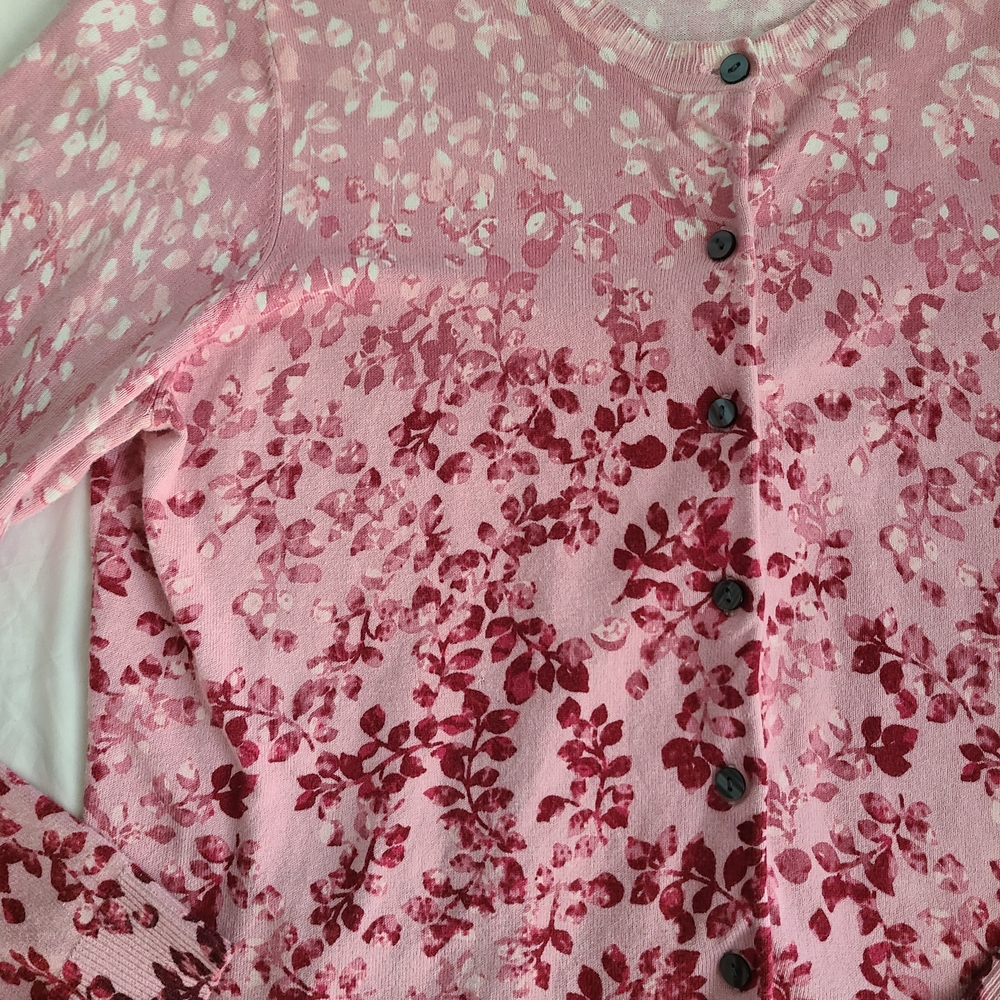Karen Scott Pink Floral Cardigan - Picture 3 of 8